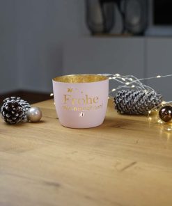 Windlicht Frohe Weihnachten -rosa-
